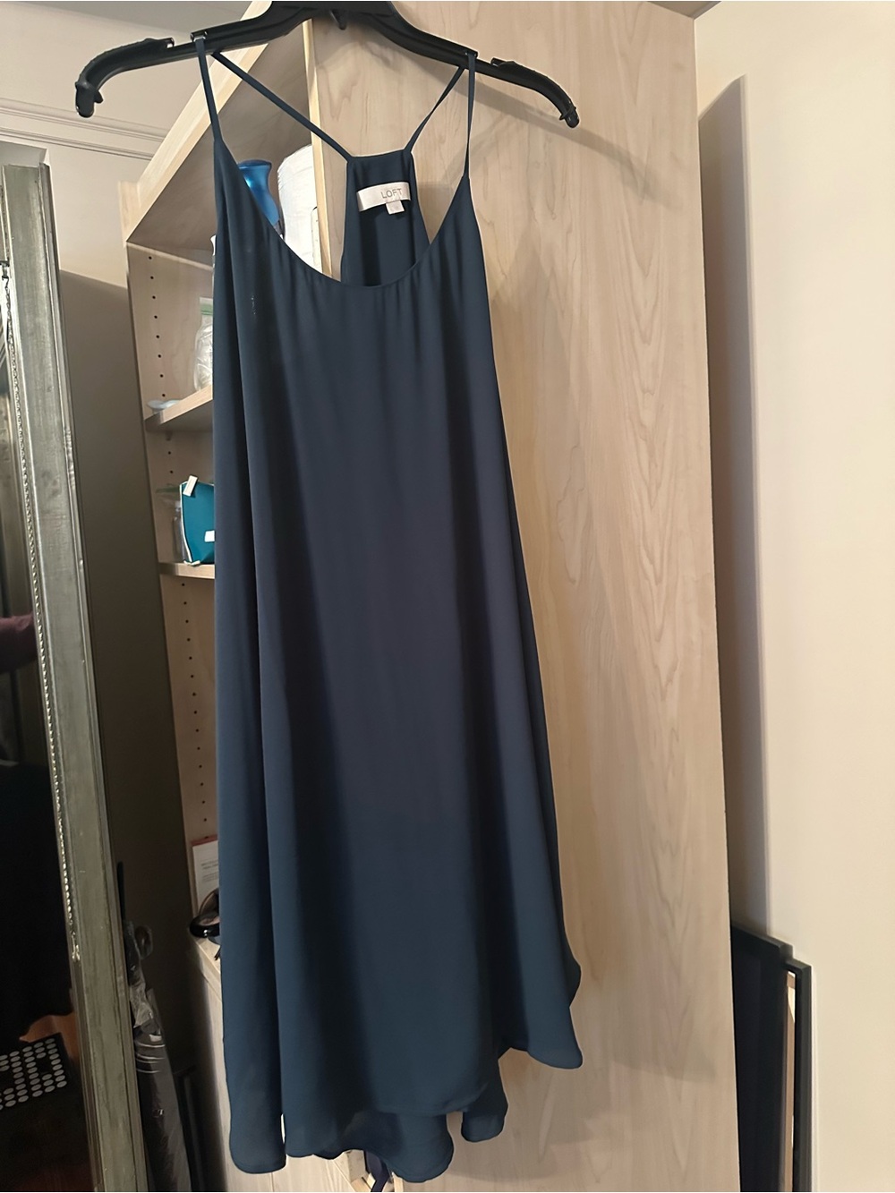 LOFT Navy Blue Slip Dress with Spaghetti Straps